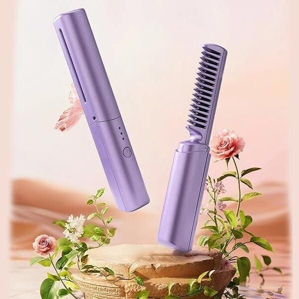 2 in 1 Rechargeable Hair Straightener + Comb