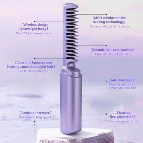 2 in 1 Rechargeable Hair Straightener + Comb