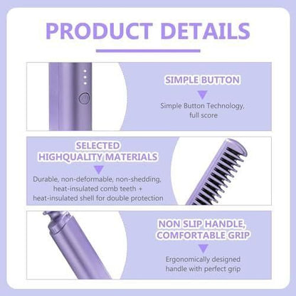 2 in 1 Rechargeable Hair Straightener + Comb