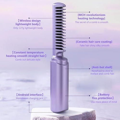 2 in 1 Rechargeable Hair Straightener + Comb